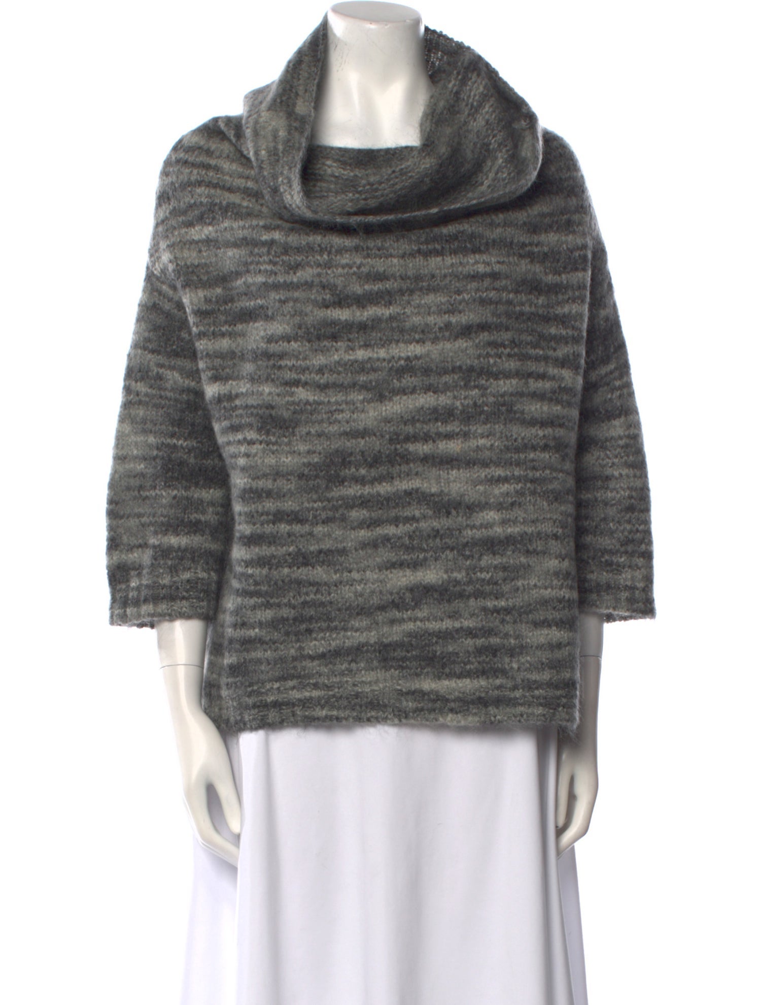 Lela Rose Striped Cowl Neck Sweater