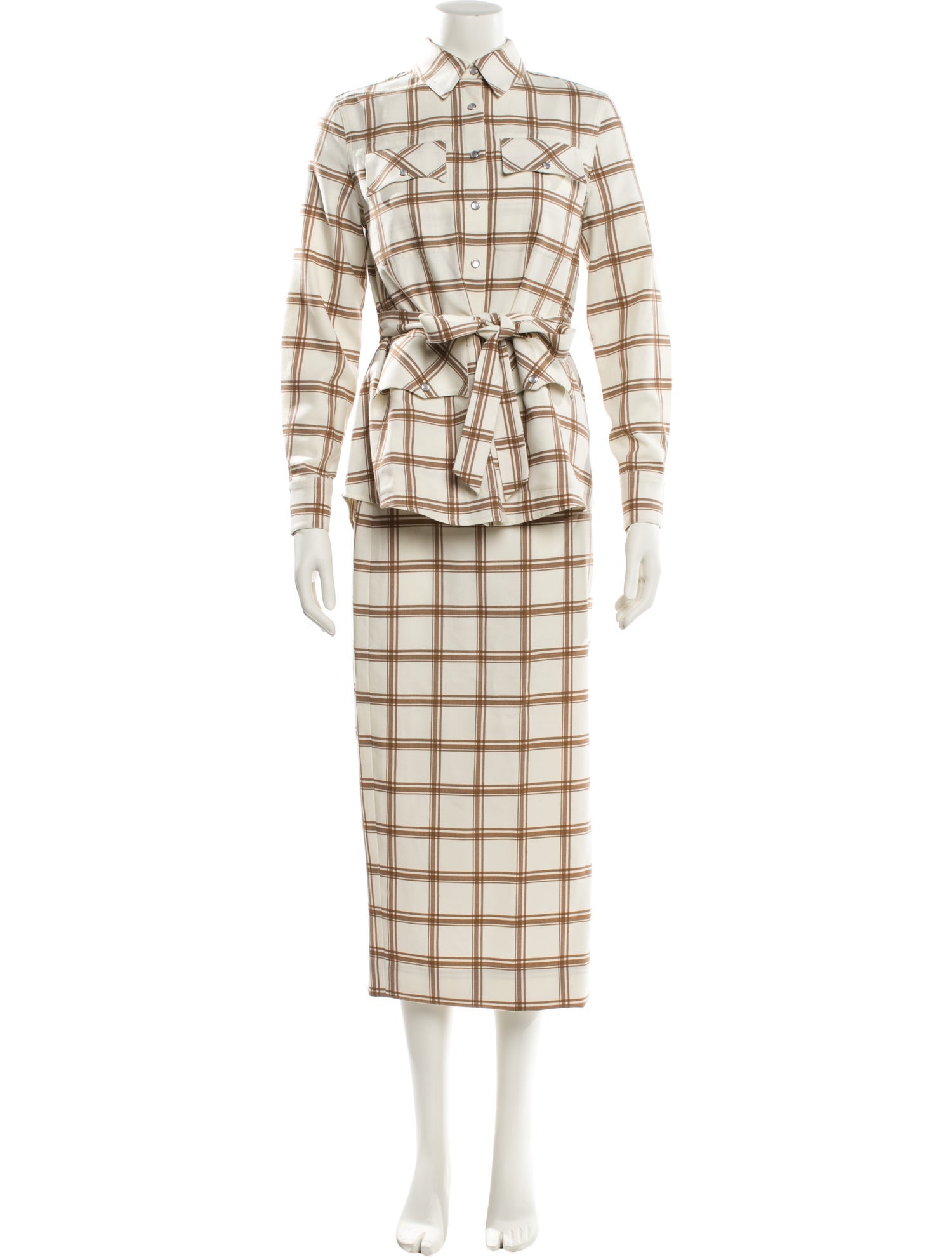 Lela Rose Plaid Print Skirt Set