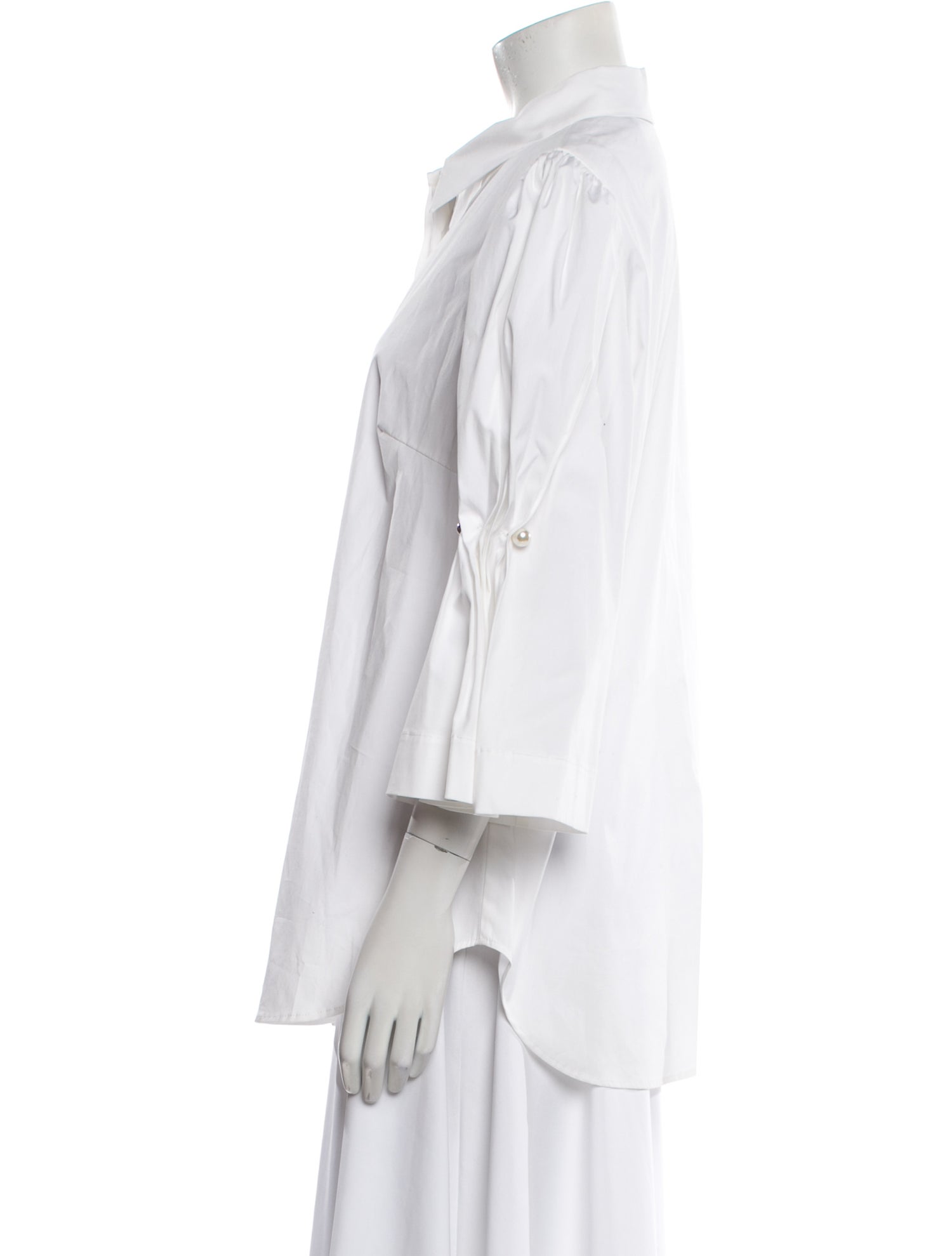 Lela Rose Three-Quarter Sleeve Button-Up Top