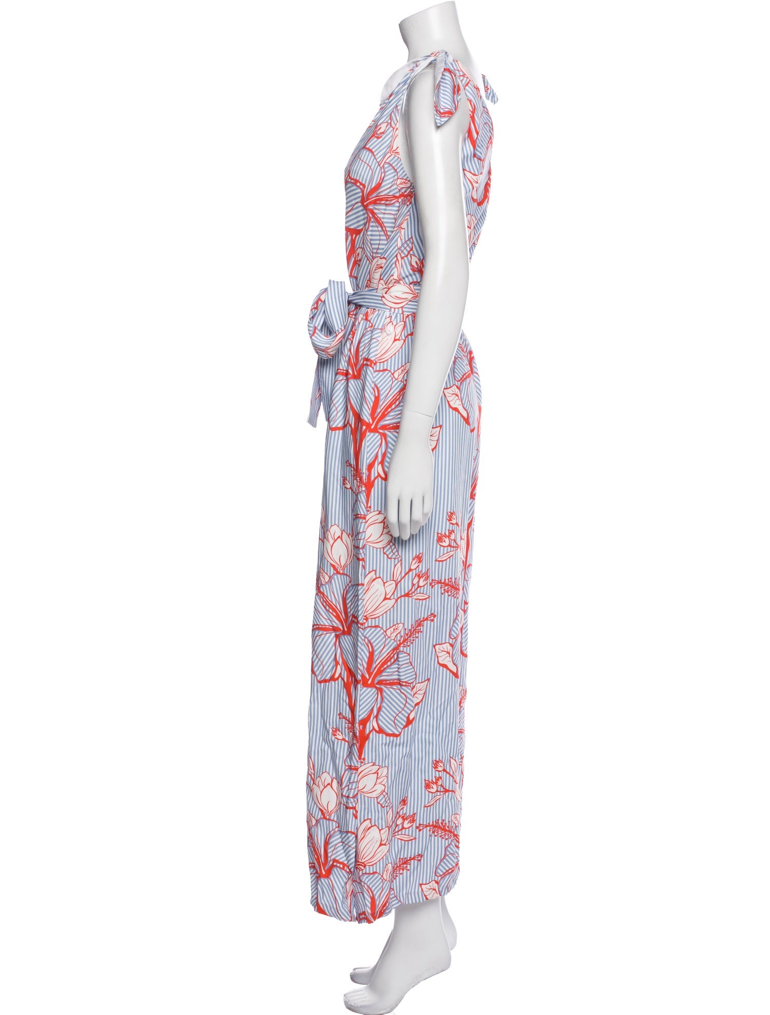 Lela Rose Floral Print V-Neck Jumpsuit