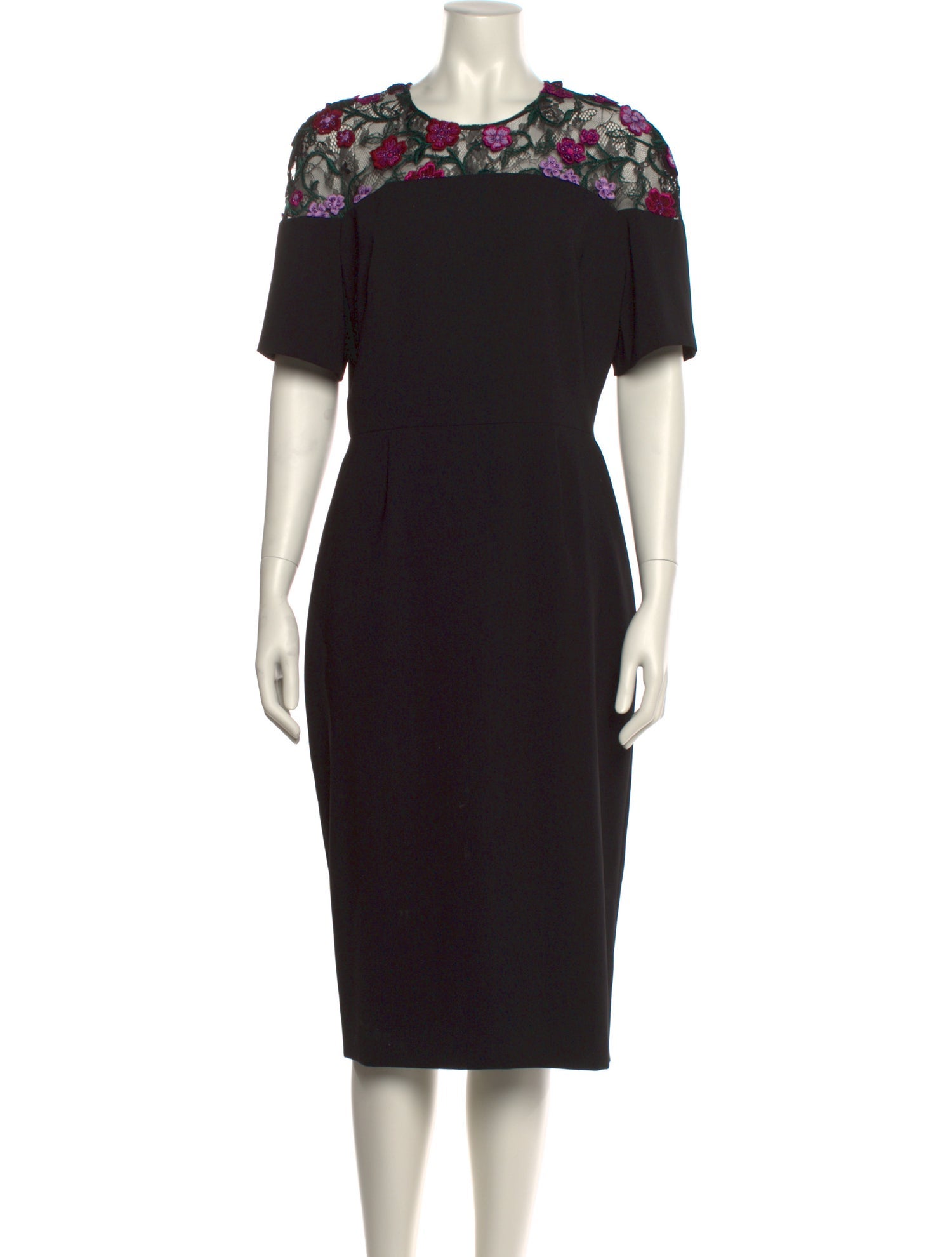 Lela Rose Crew Neck Midi Length Dress