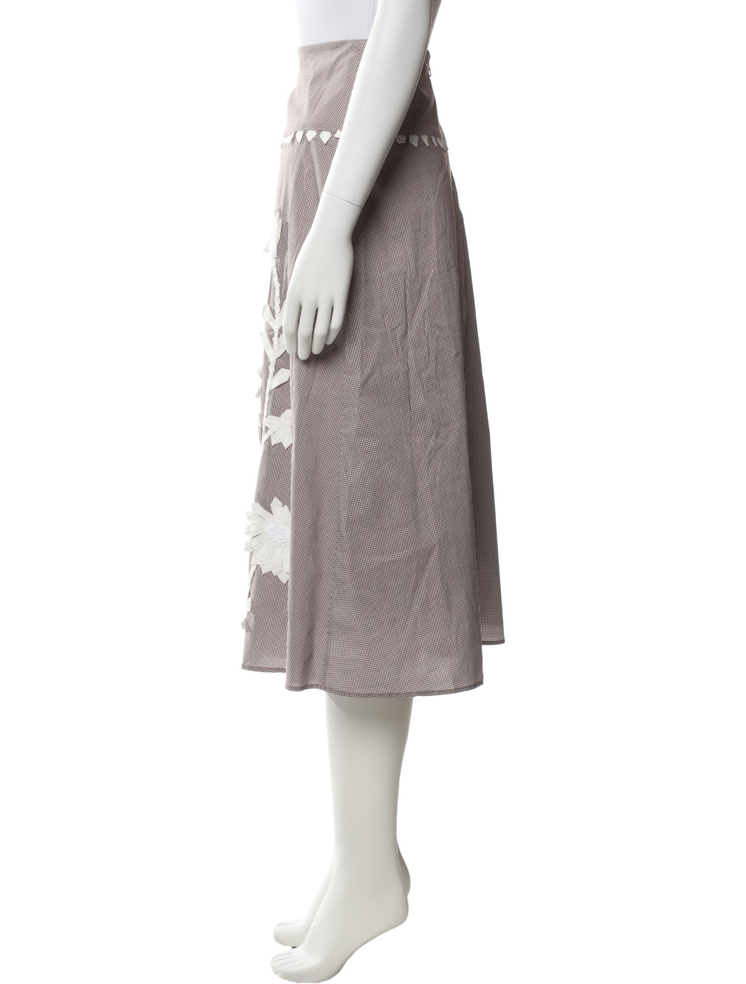 Lela Rose Plaid Print Midi Length Skirt