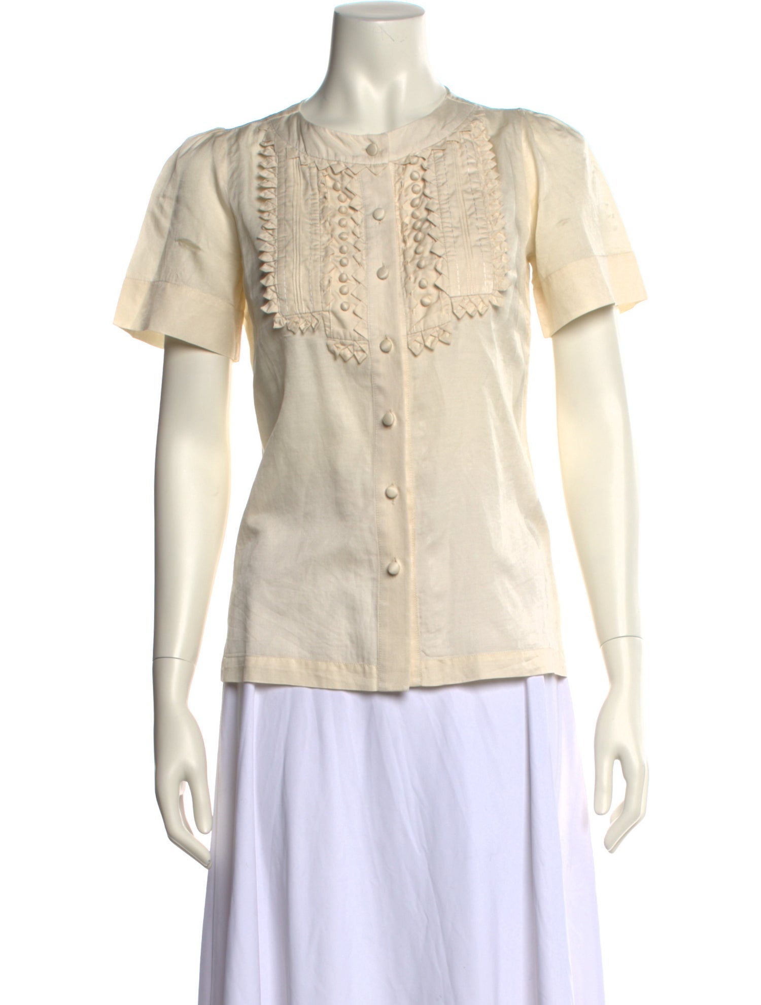 Lela Rose Silk Crew Neck Blouse