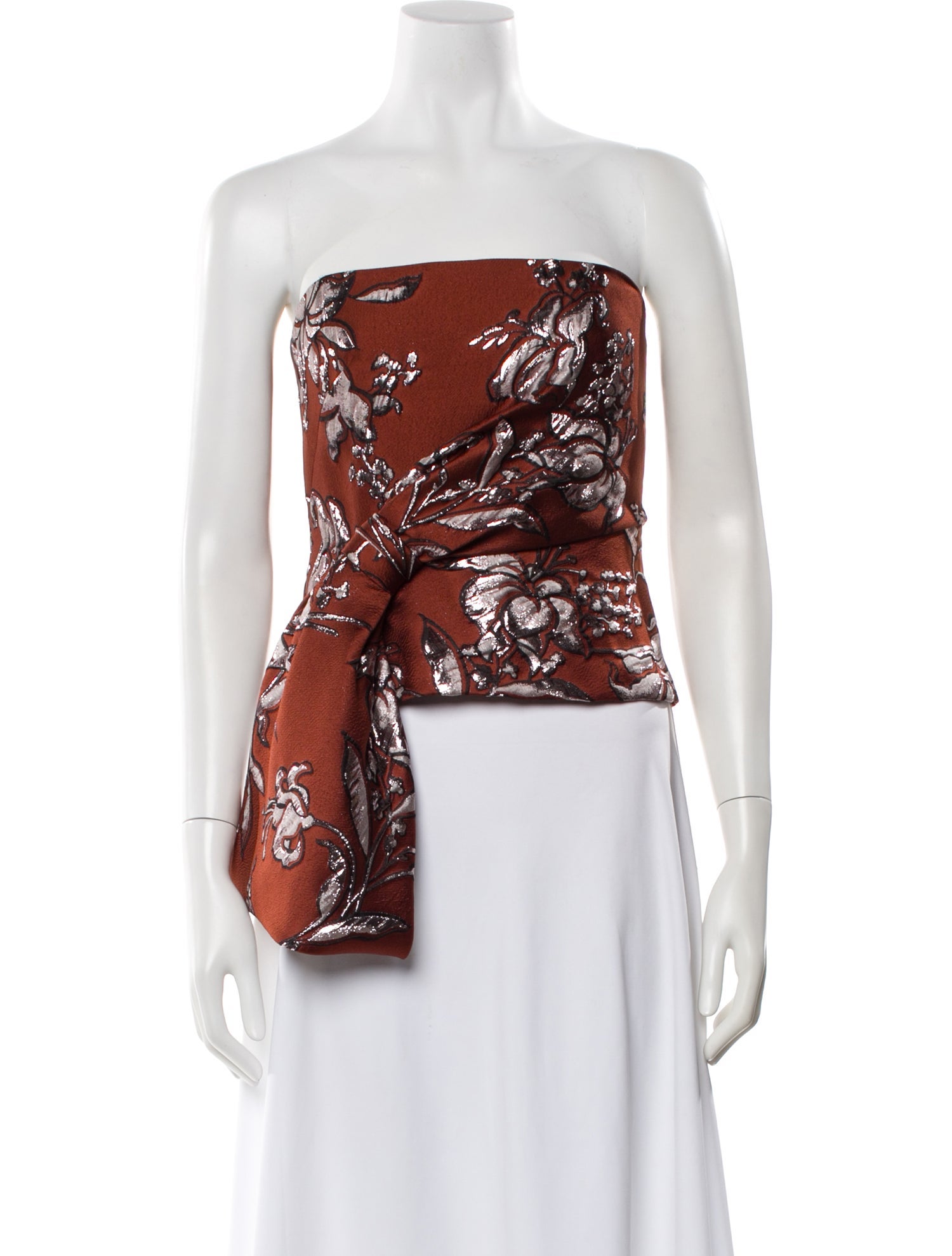 Lela Rose Floral Print Strapless Top