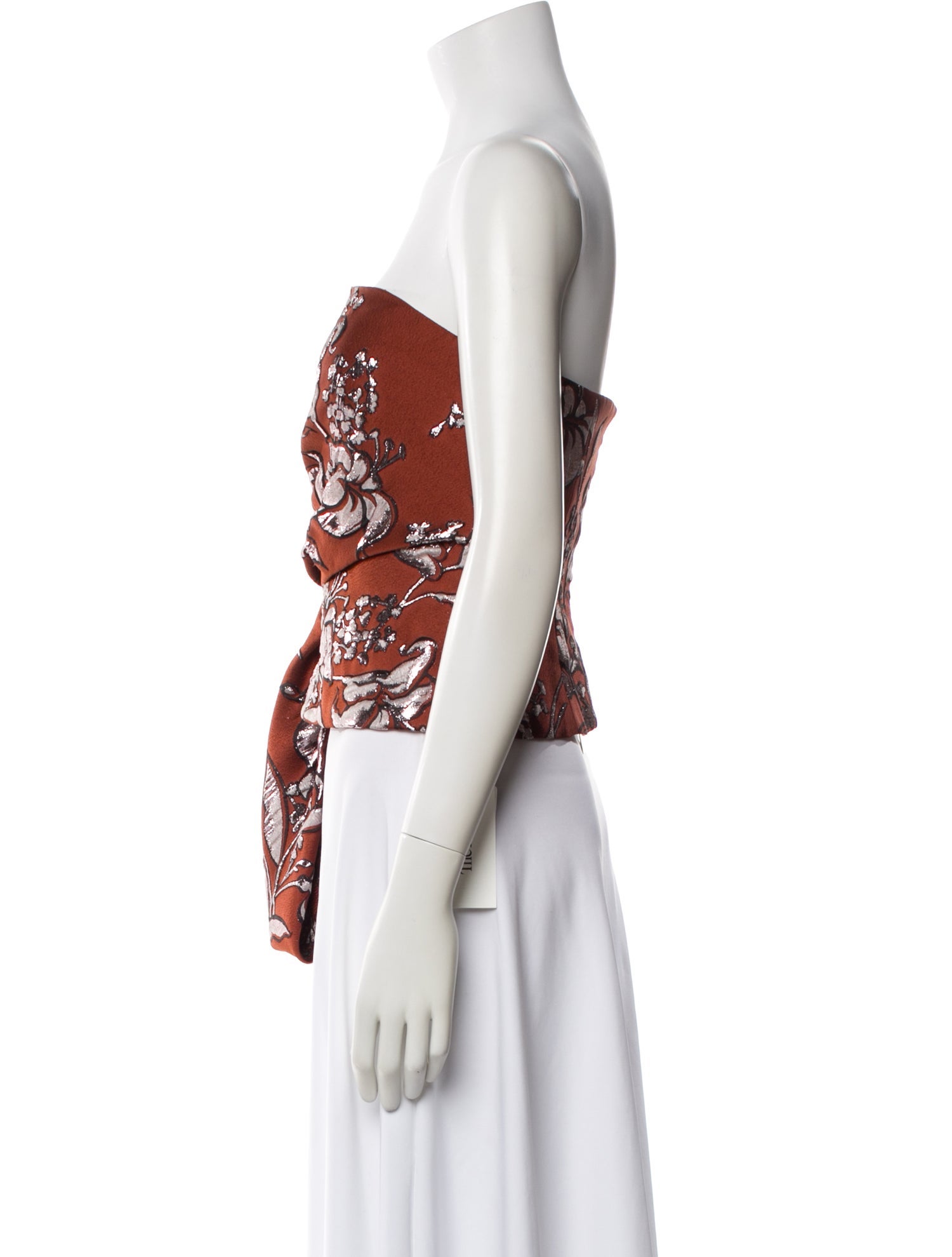 Lela Rose Floral Print Strapless Top