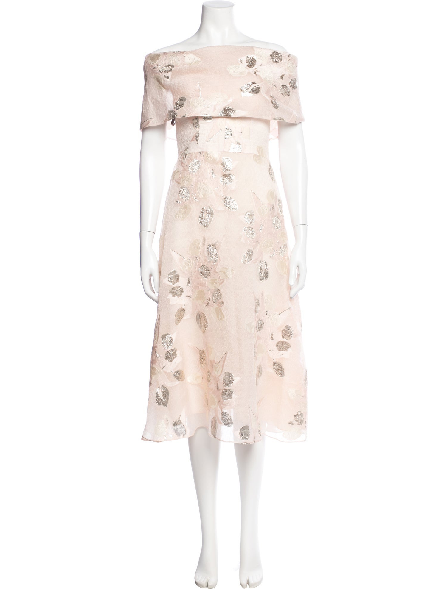 Lela Rose Floral Print Midi Length Dress
