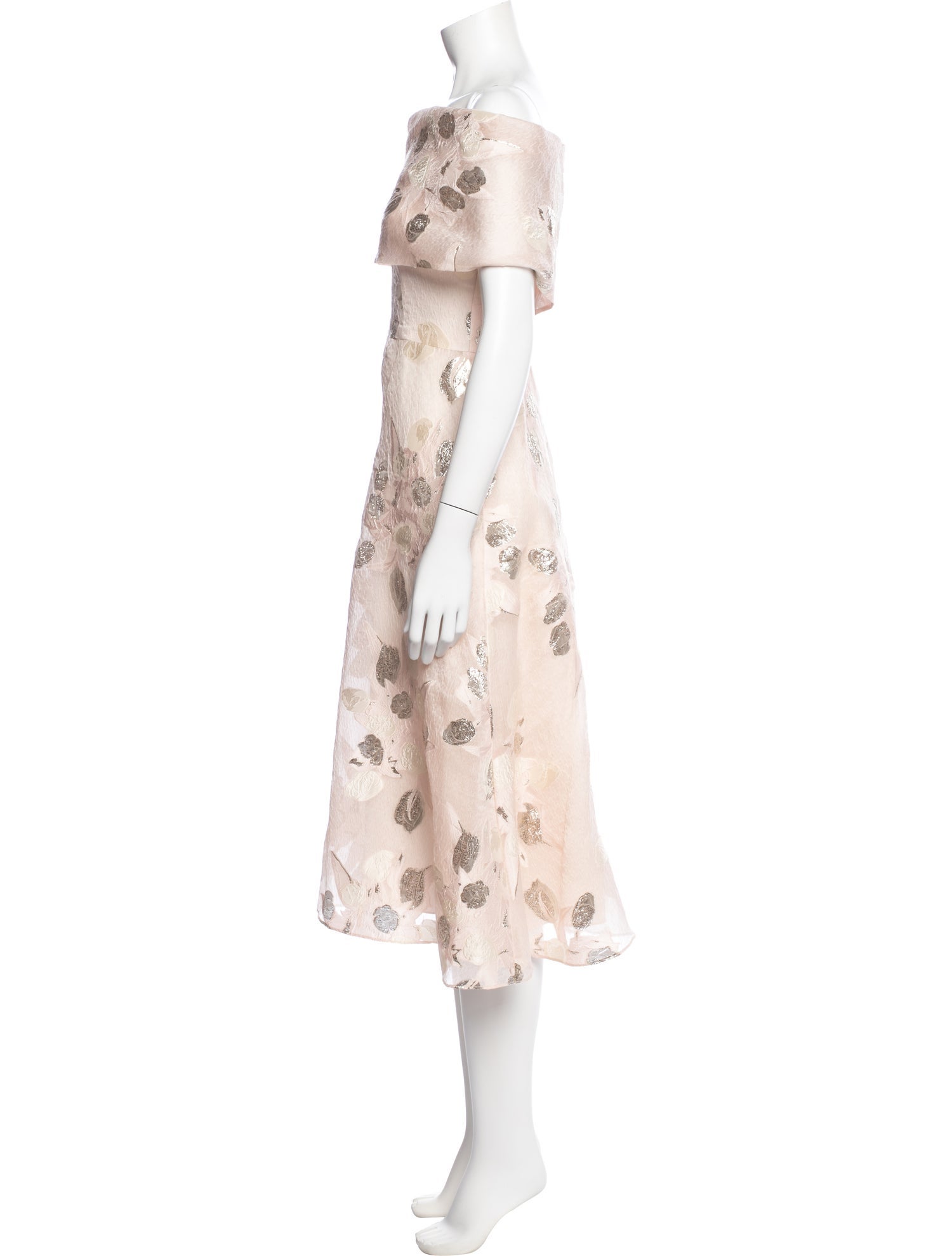 Lela Rose Floral Print Midi Length Dress