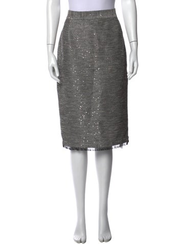 Pre-owned Lela Rose Patterned Midi Length Skirt In Grey