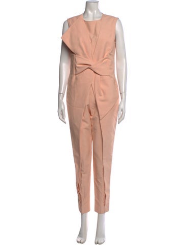 Pre-owned Lela Rose Square Neckline Jumpsuit In Pink