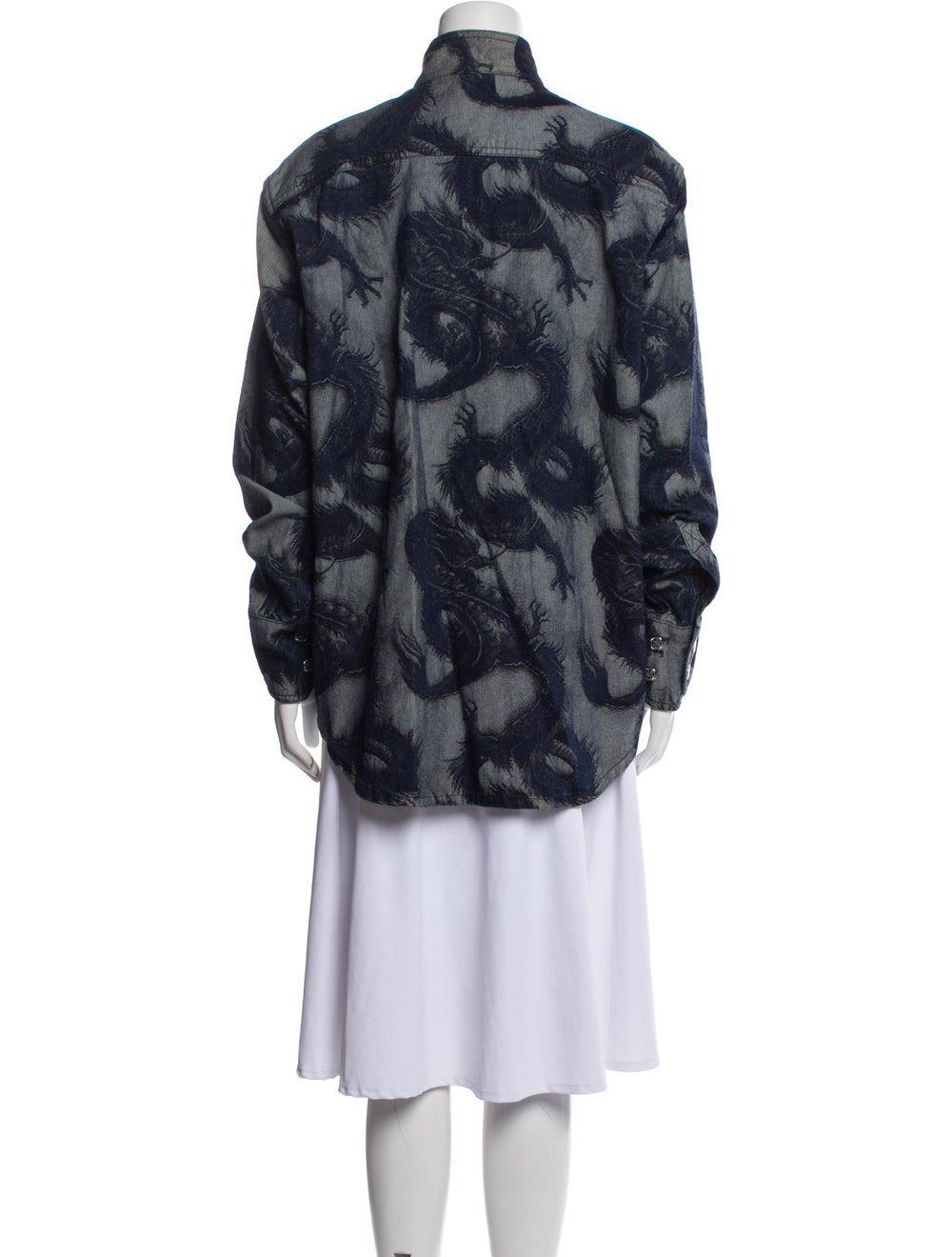 Leo Jacket Blue Printed Stand Collar Patch Pocket… - image 3