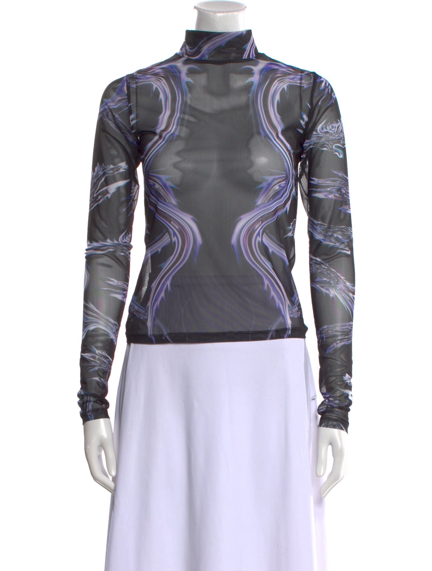 Leo Printed Mock Neck Top