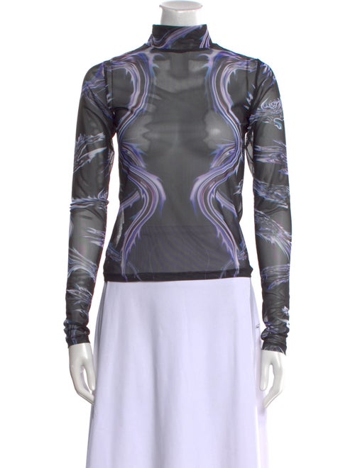 Leo Printed Mock Neck Top