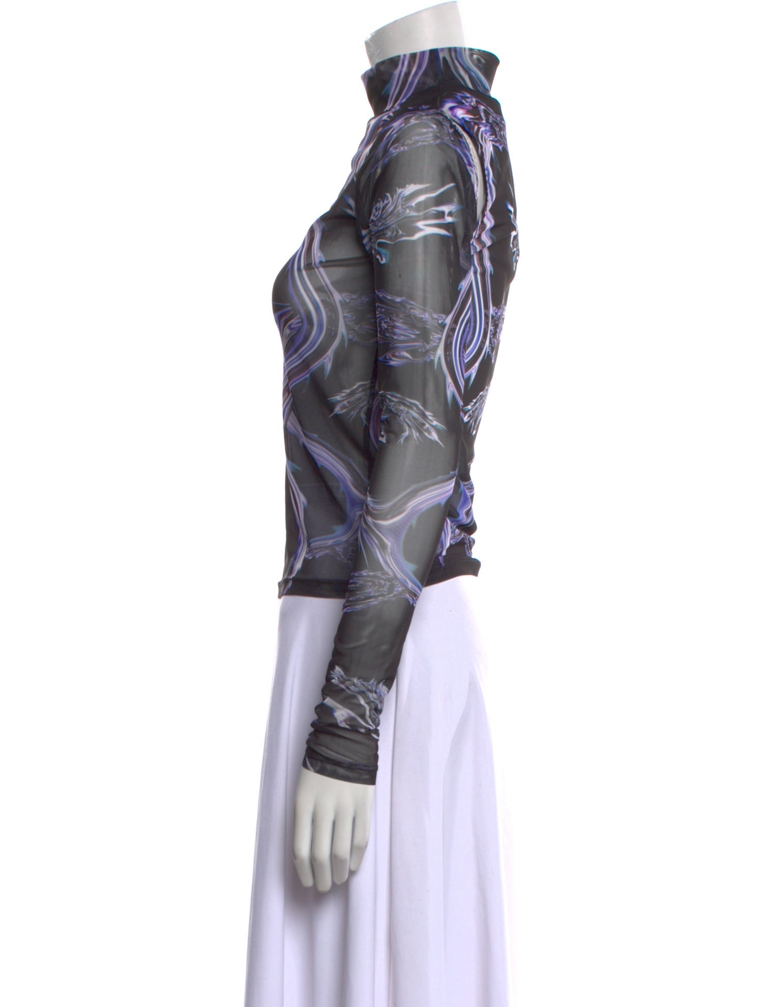 Leo Printed Mock Neck Top