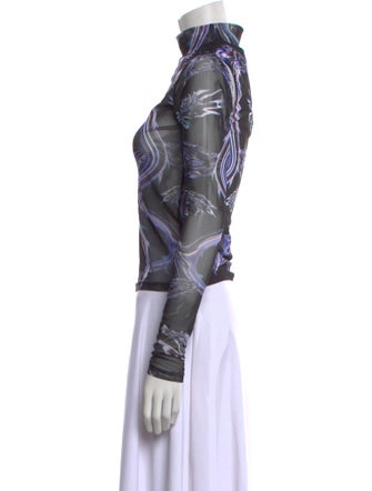 Leo Printed Mock Neck Top