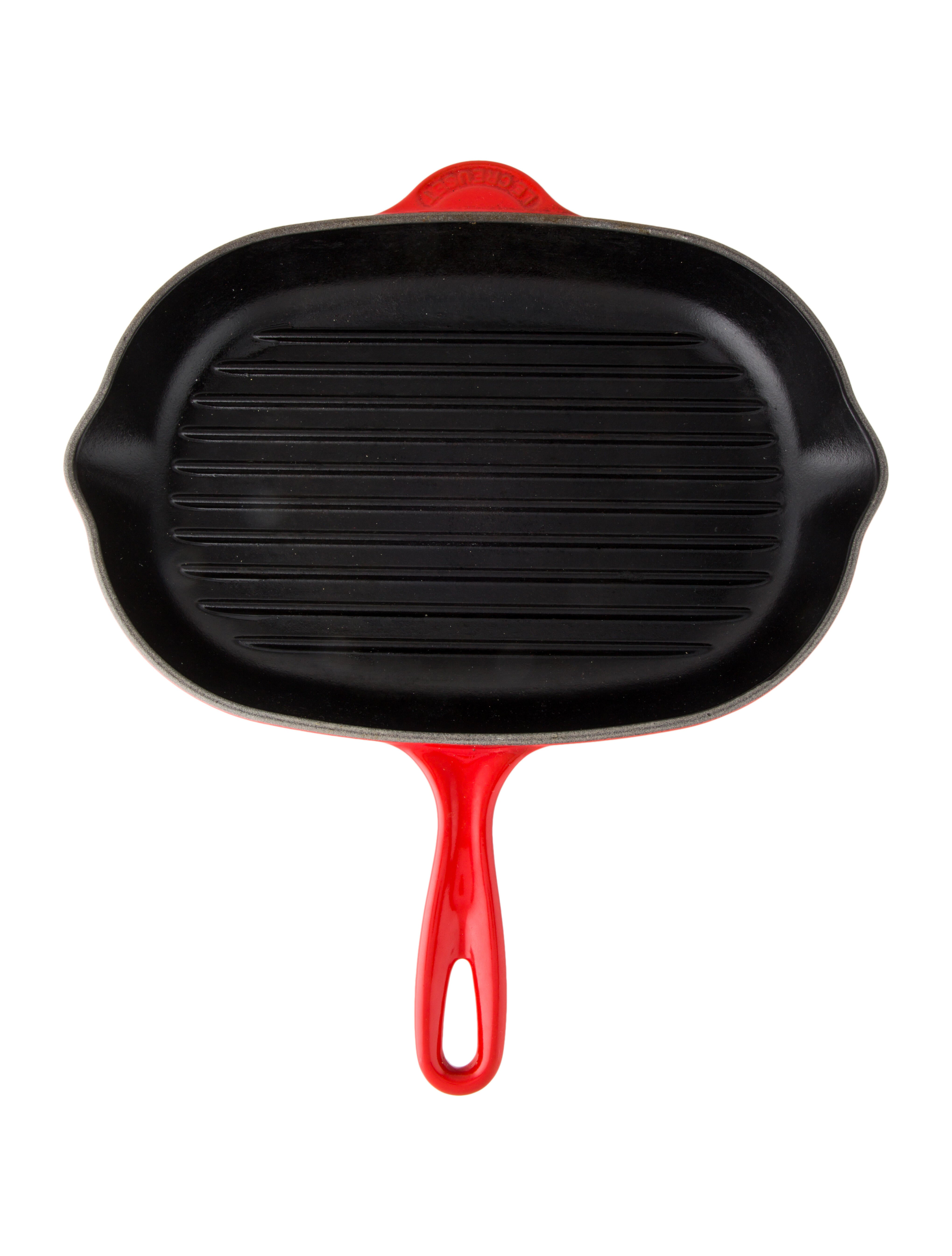 Le Creuset Oblong Cast Iron Skillet Grill Red Kitchenware, Tabletop