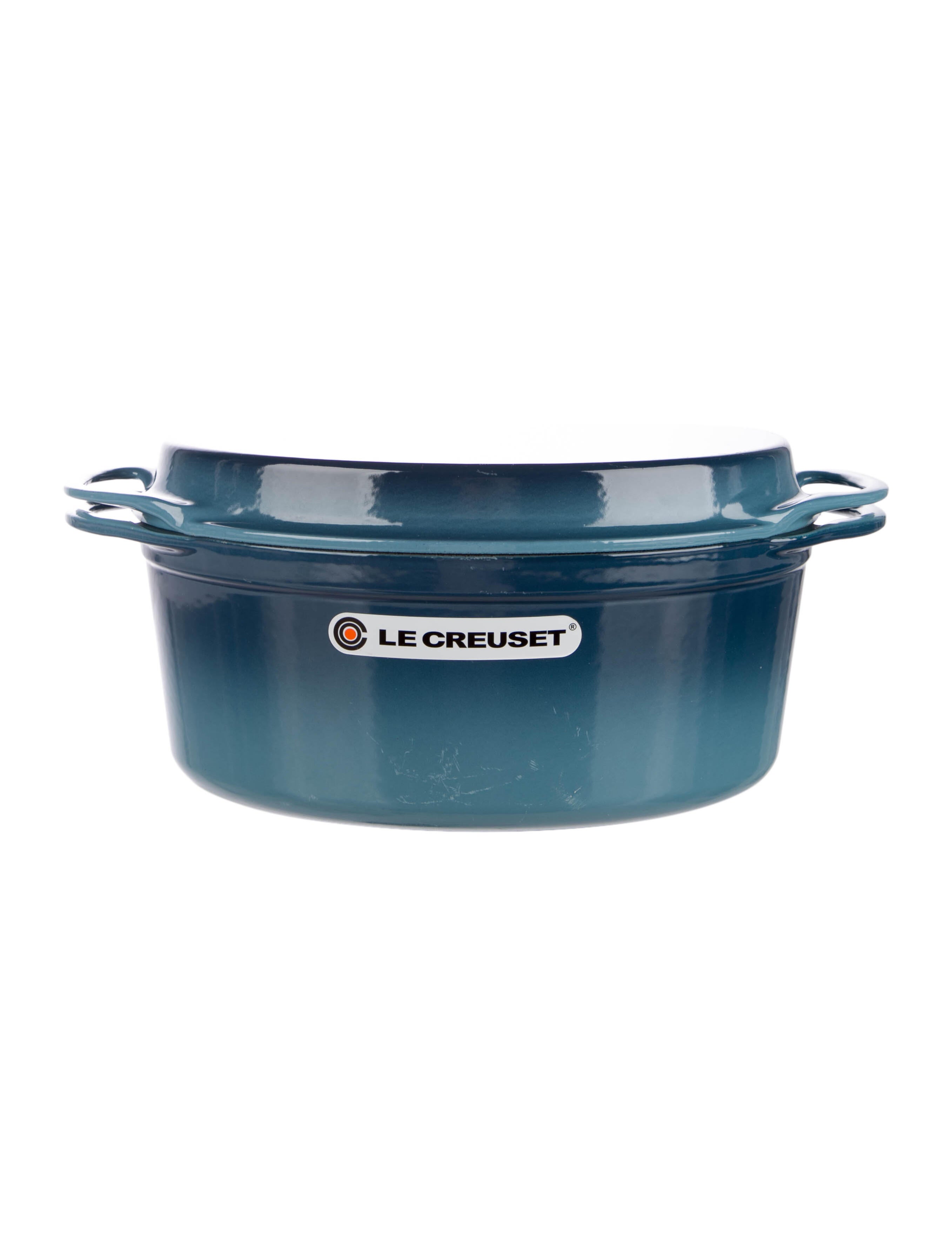 Le Creuset Oval Dutch Oven w/ Grill Pan Lid Blue Kitchenware, Tabletop & Kitchen LESET21424