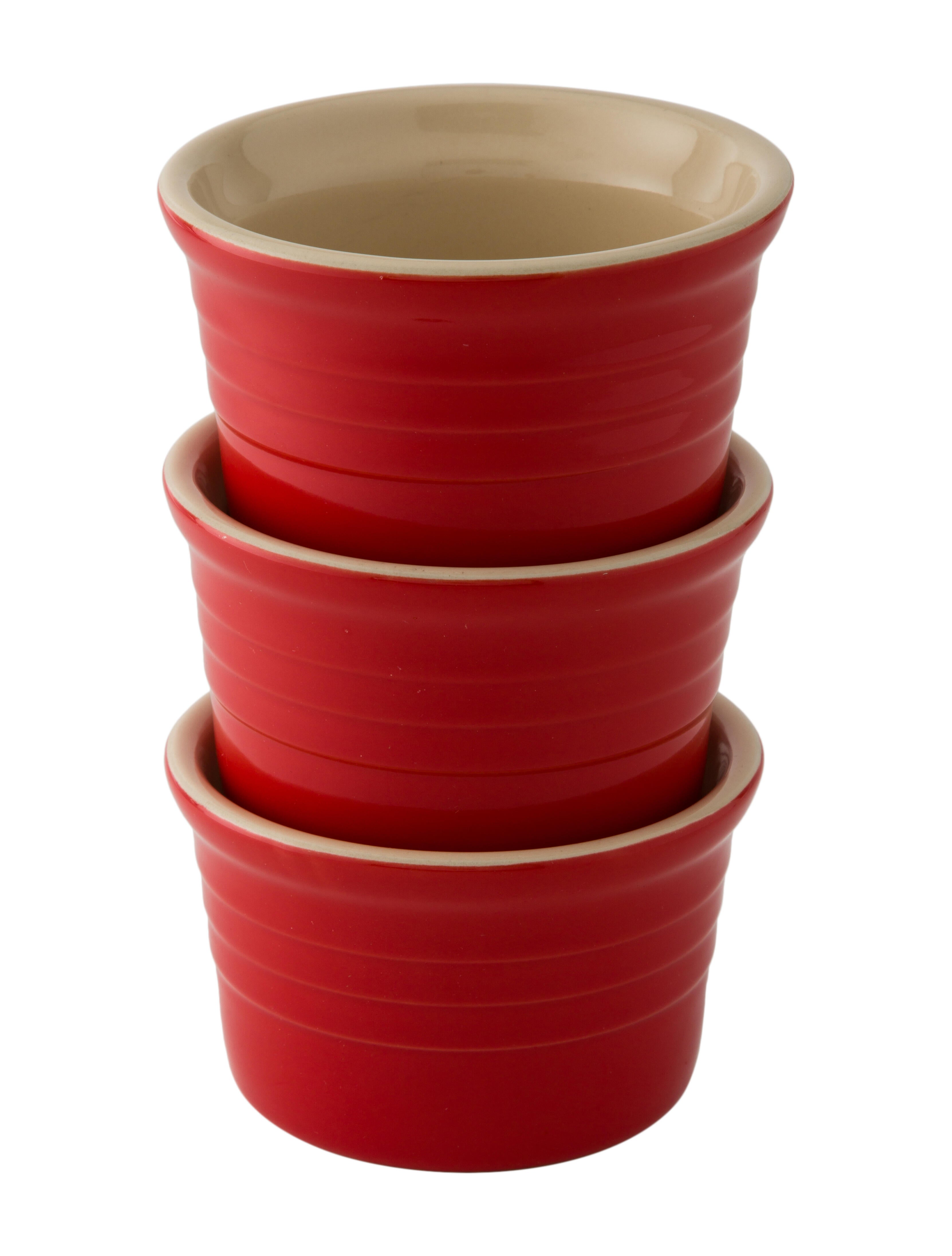 Le Creuset Set of 3 Stackable Ramekins Red Camping Gear, Outdoors