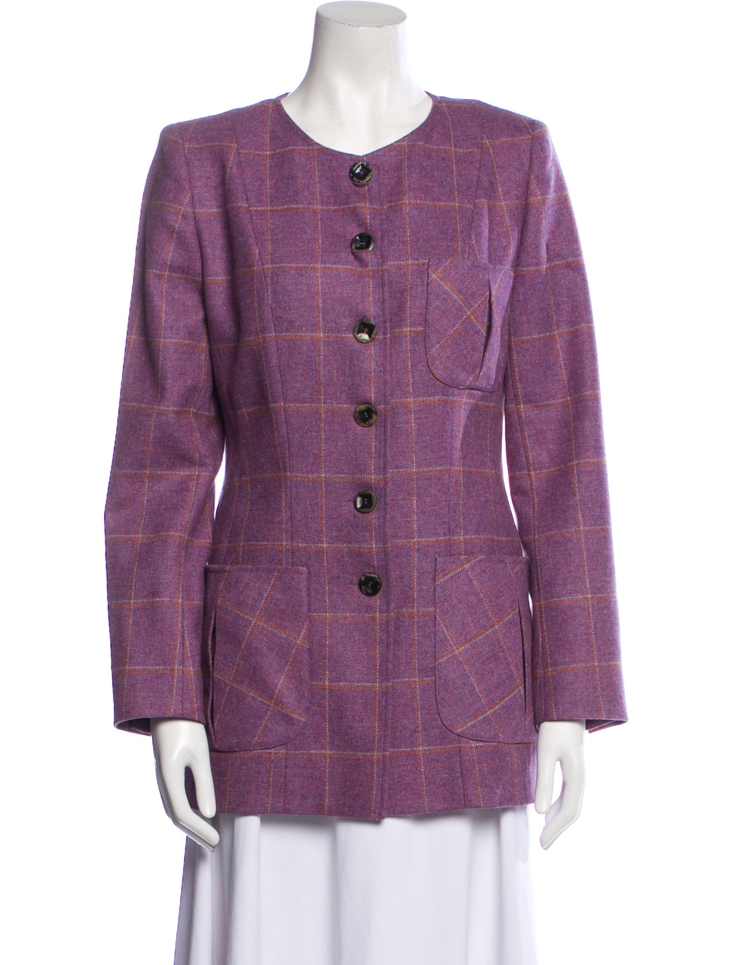 Loulou De La Falaise Wool Plaid Print Evening Jacket w/ Tags