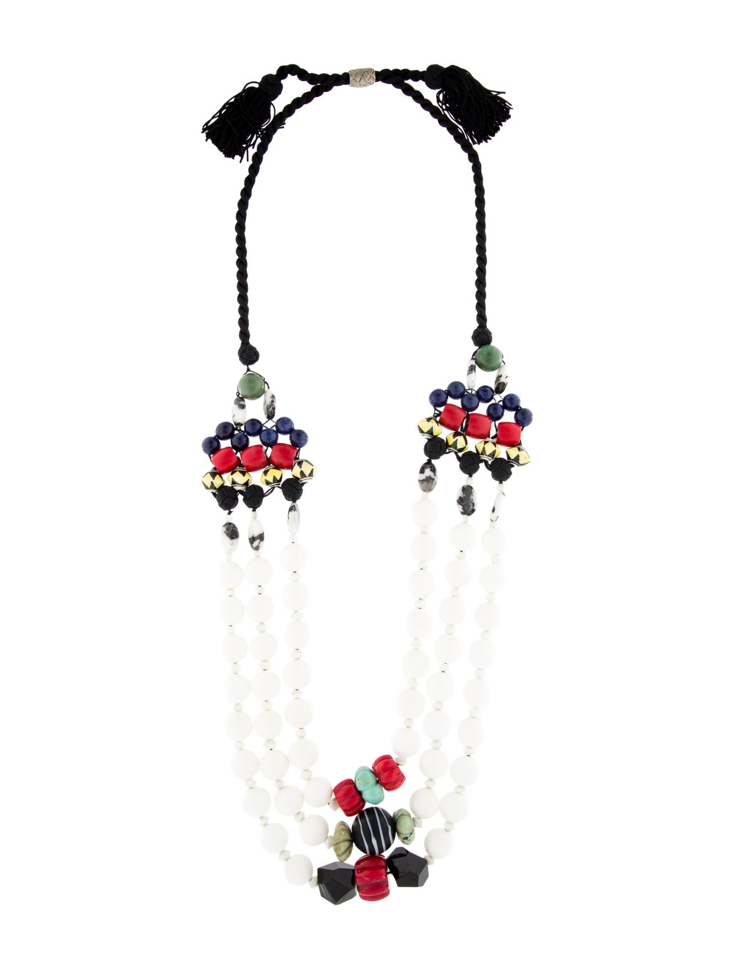 Loulou De La Falaise Pearl & Resin Bead Multistrand Necklace