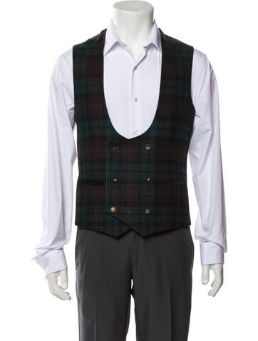 Lords & Fools Suiting Wool Plaid Print Suit Vest Us40, Fr48 | XXL