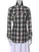 L.G.B. Plaid Print Turtleneck Button-Up Top