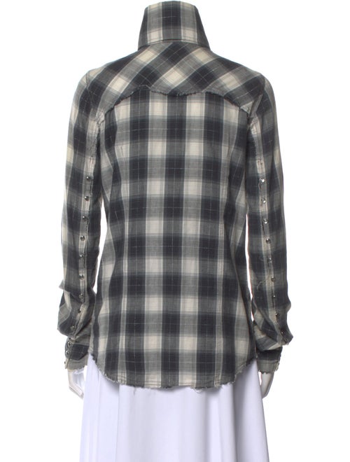L.G.B. Plaid Print Turtleneck Button-Up Top