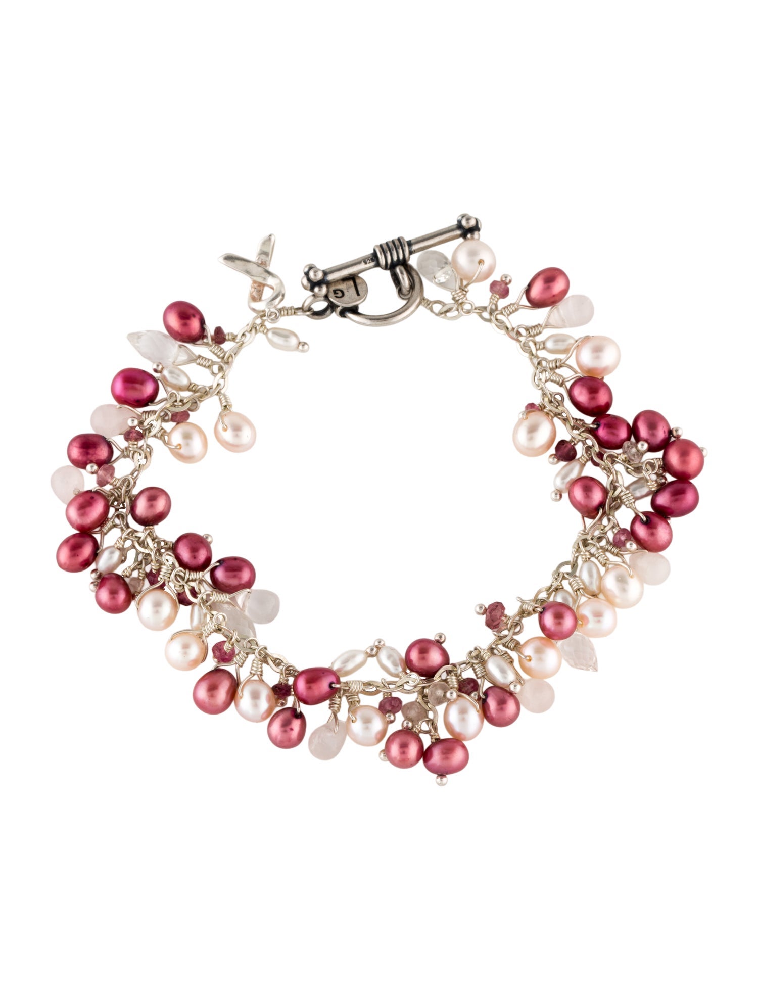 Laura Gibson Pearl & Multistone Awareness Toggle Bracelet
