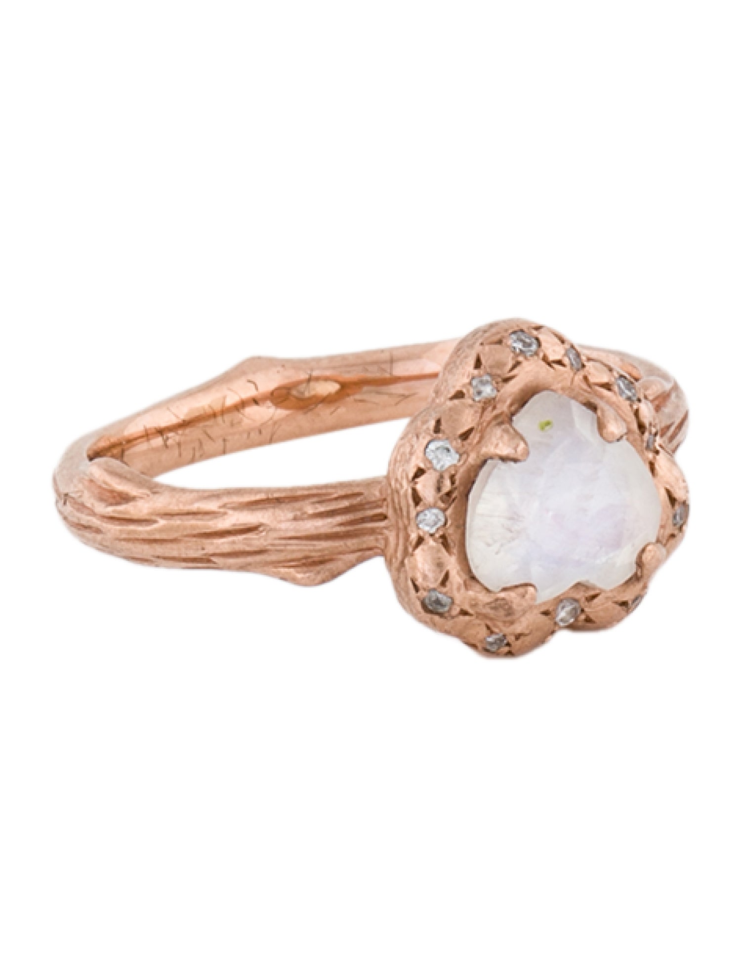 Logan Hollowell 14K Moonstone Labradorite & Diamond Baby Queen Ring