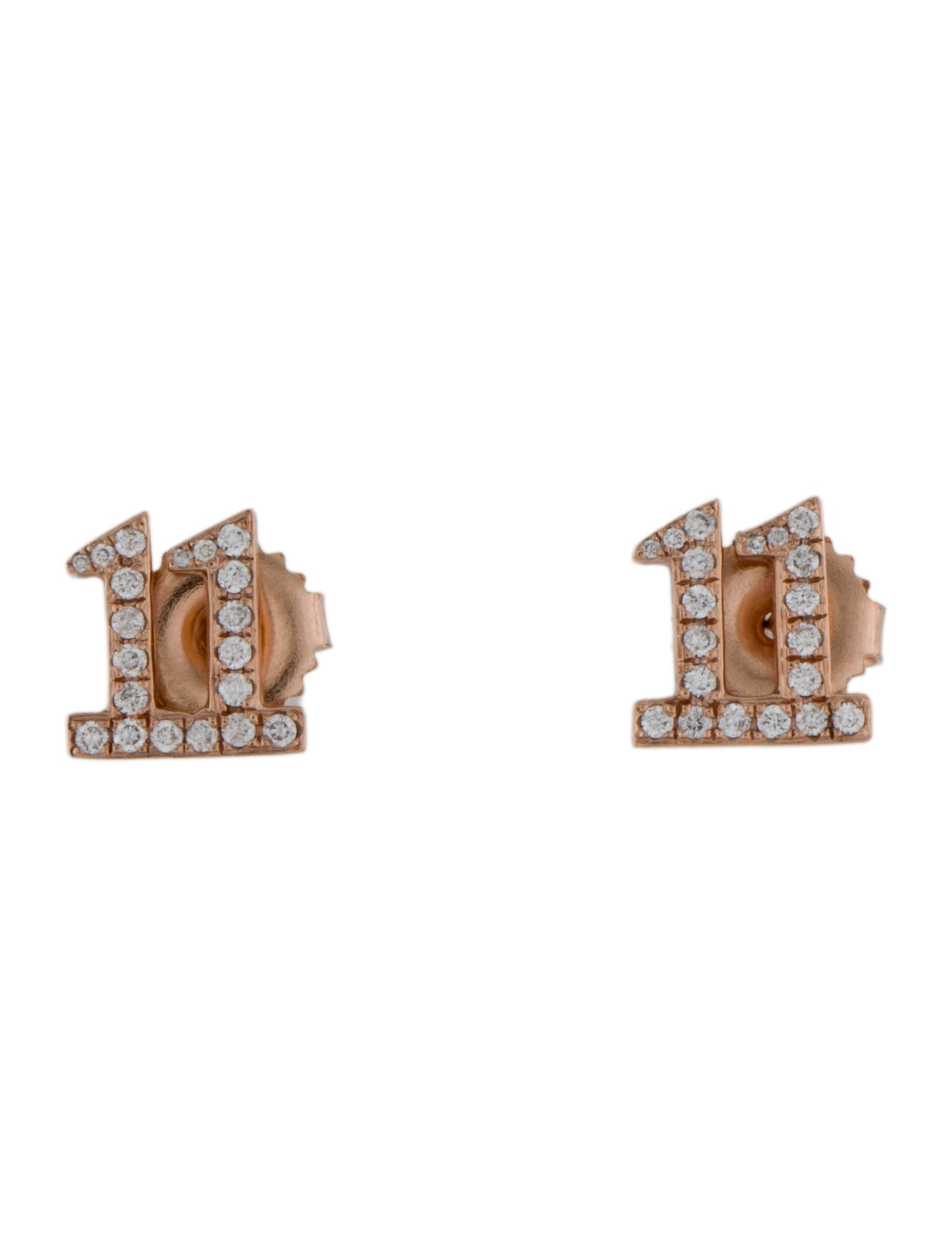 Logan Hollowell 14K Diamond Numerology '11' Stud Earrings
