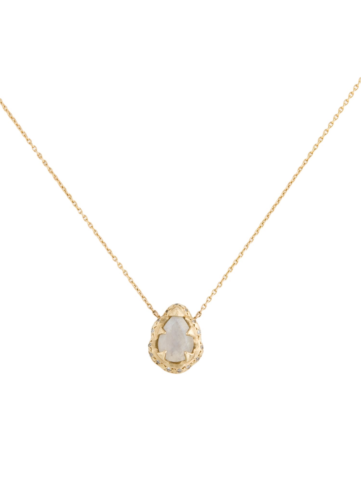 Logan Hollowell 14K Moonstone & Diamond Baby Queen Water Drop Pendant Necklace