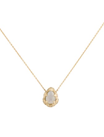 Logan Hollowell 14K Moonstone & Diamond Baby Queen Water Drop Pendant Necklace