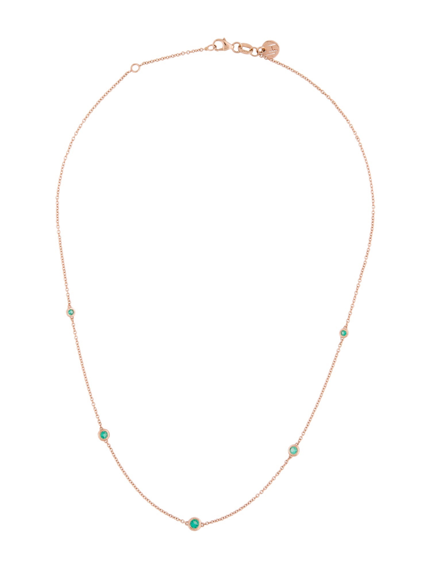 Logan Hollowell 14K Emerald 5 Orbit Bezel Choker