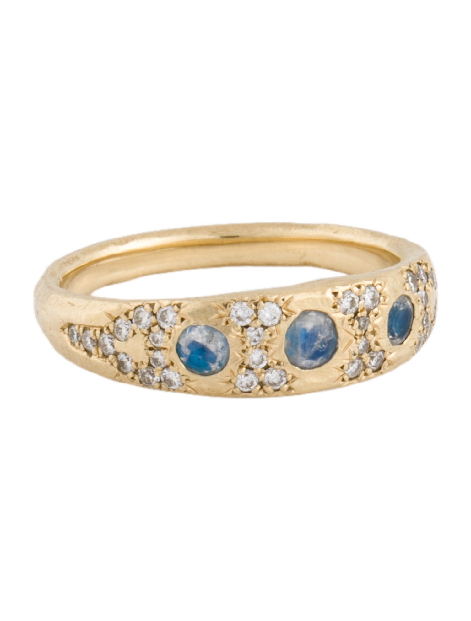 Logan Hollowell 14K Moonstone Labradorite & Diamond Band