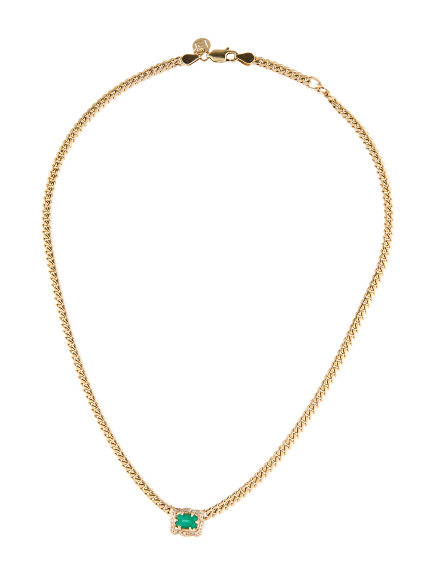 Logan Hollowell 14K Emerald & Diamond Micro Queen Cuban Choker Necklace