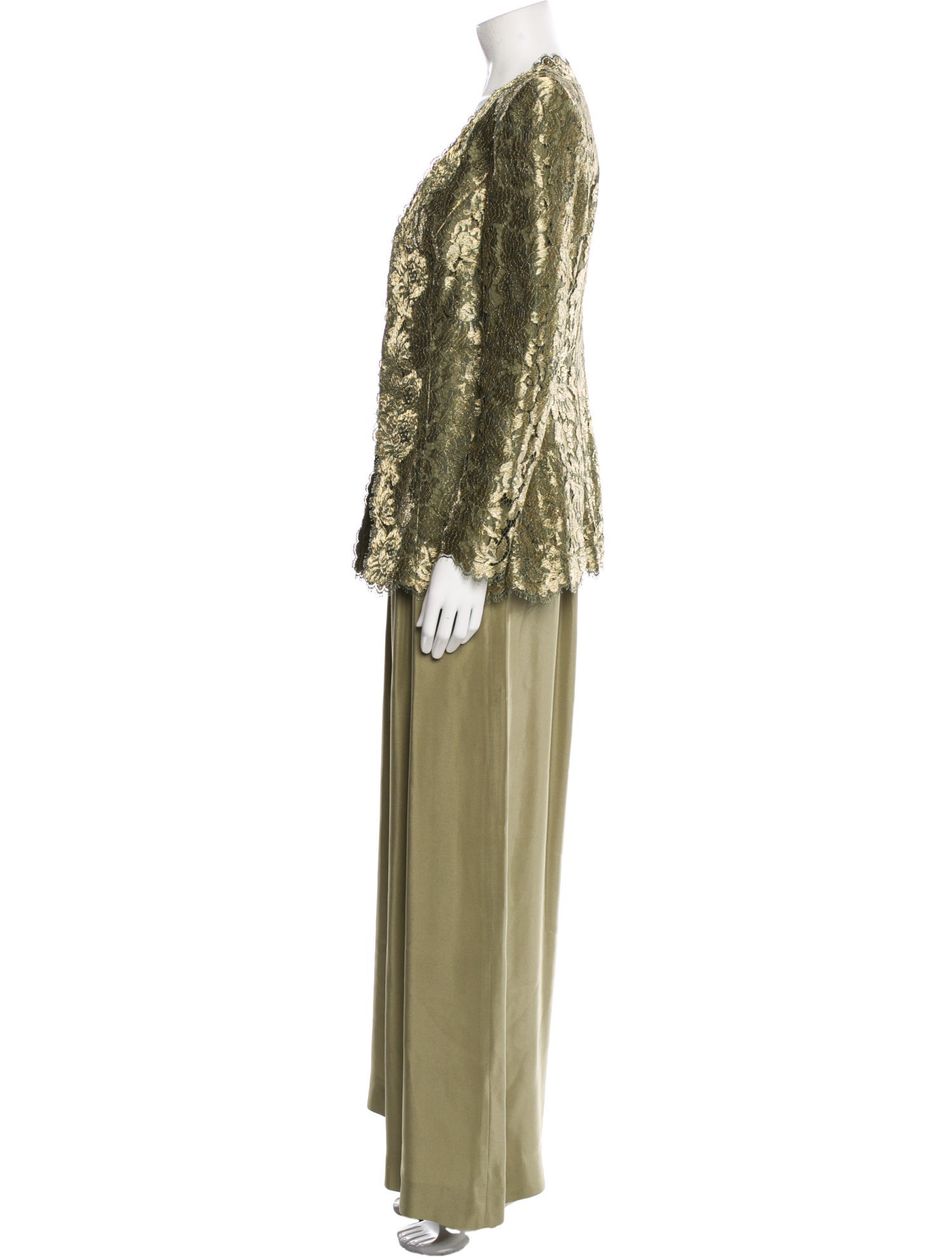Liancarlo Couture Silk Lace Pattern Pant Set