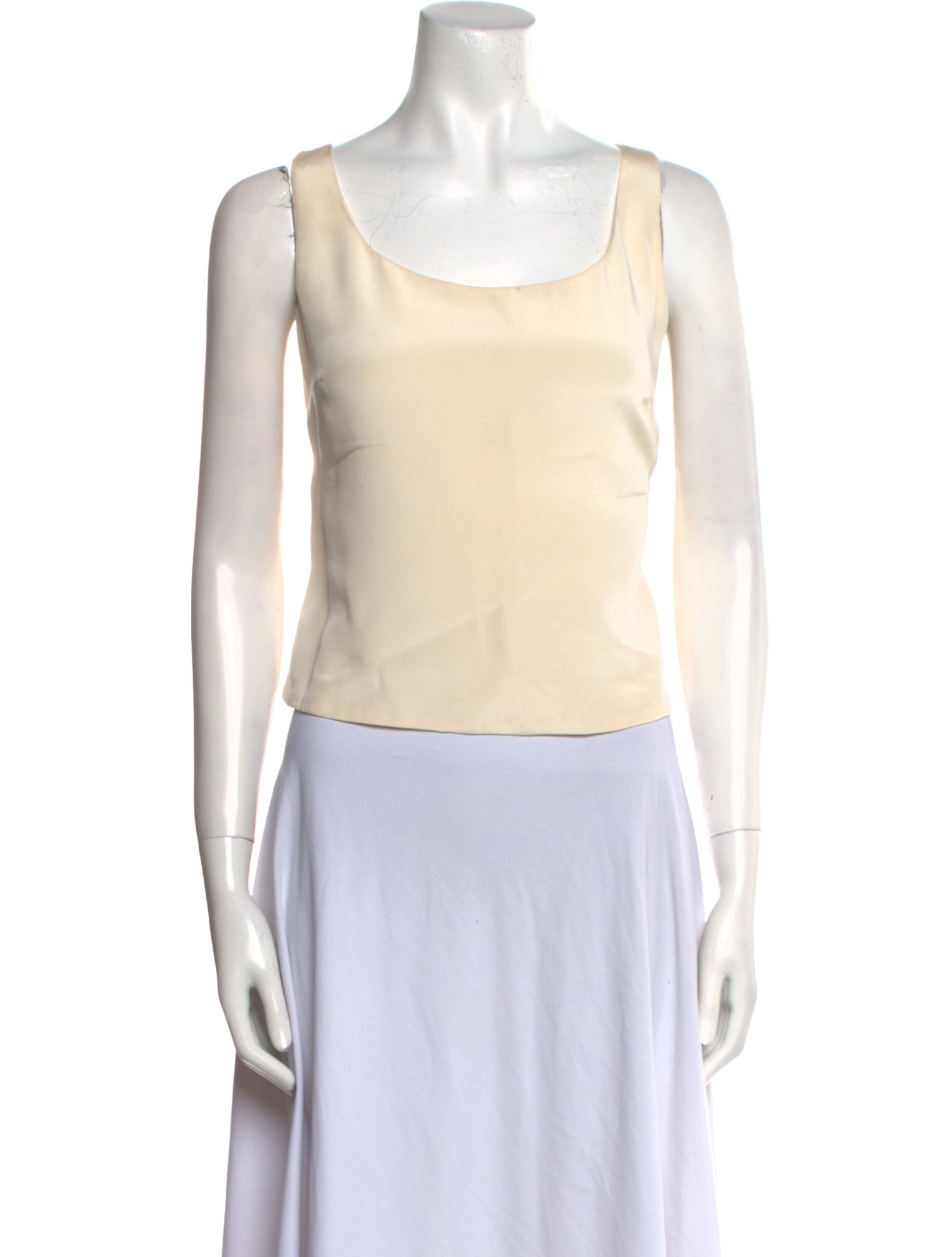 Liancarlo Couture Silk Scoop Neck Crop Top