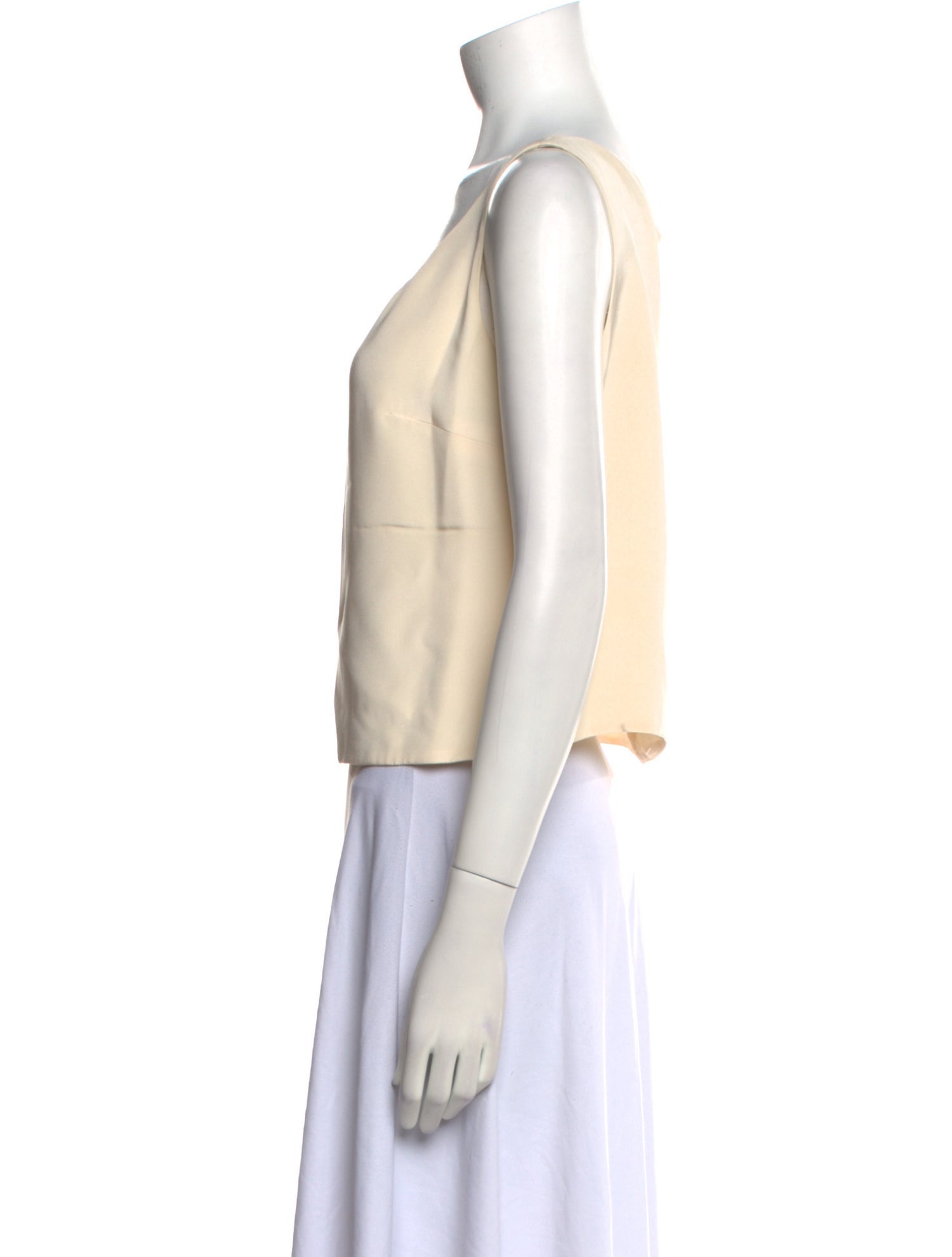 Liancarlo Couture Silk Scoop Neck Crop Top