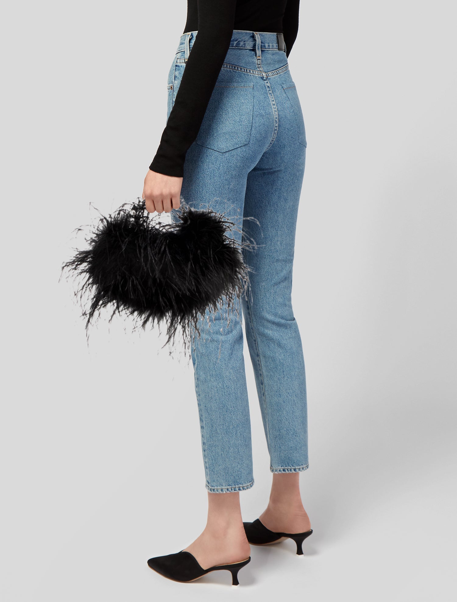 L'Alingi Ostrich Feather Top Handle Bag