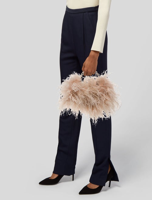 L'Alingi Ostrich Feather Top Handle Bag