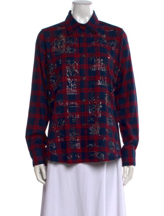Libertine Plaid Print Long Sleeve Button-Up Top
