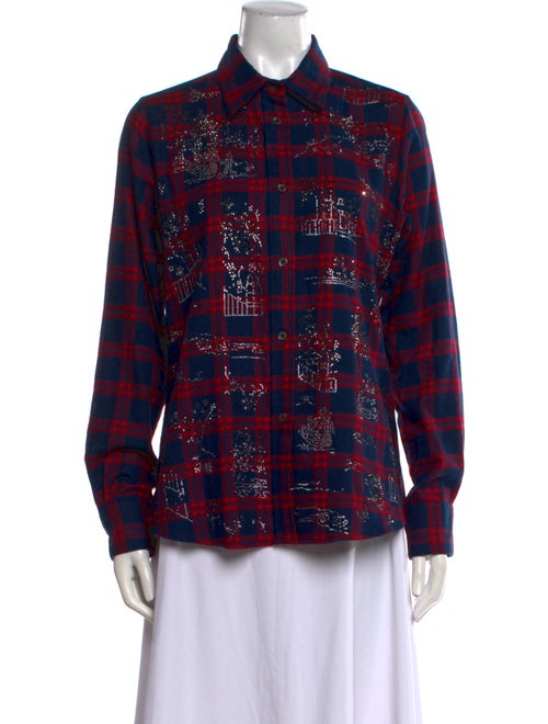 Libertine Plaid Print Long Sleeve Button-Up Top
