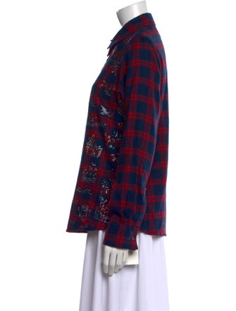 Libertine Plaid Print Long Sleeve Button-Up Top