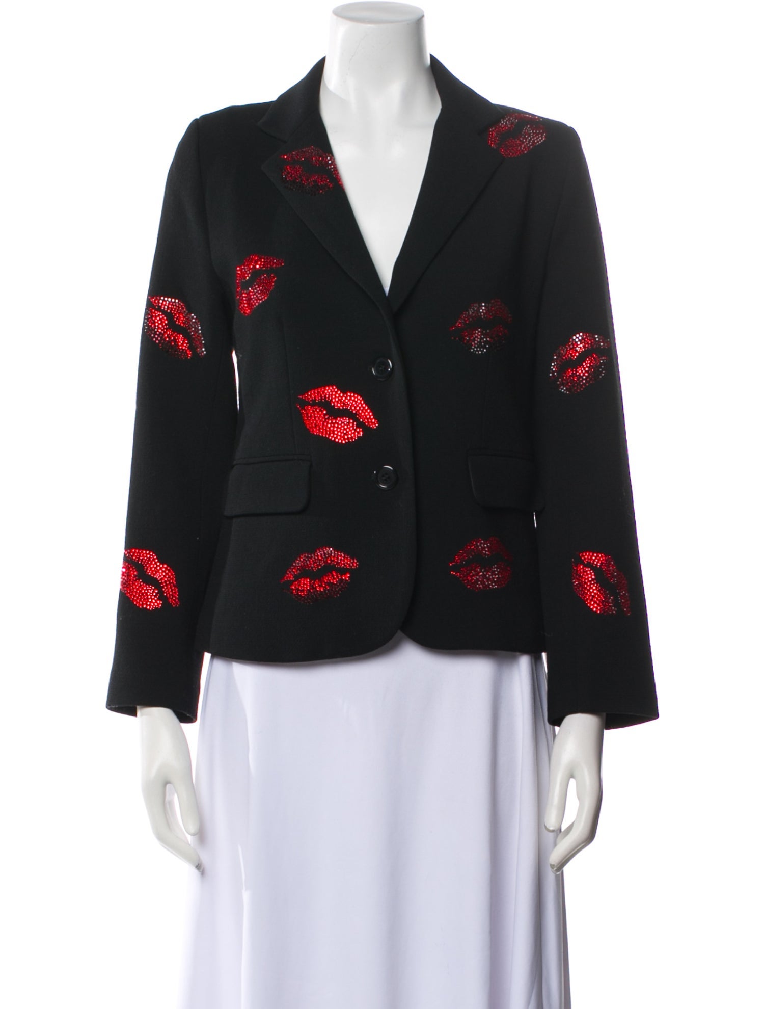 Vintage Notabene Libertine Women's Wool Black Patches Crest Embroidery Medallion Jacket – Size 14