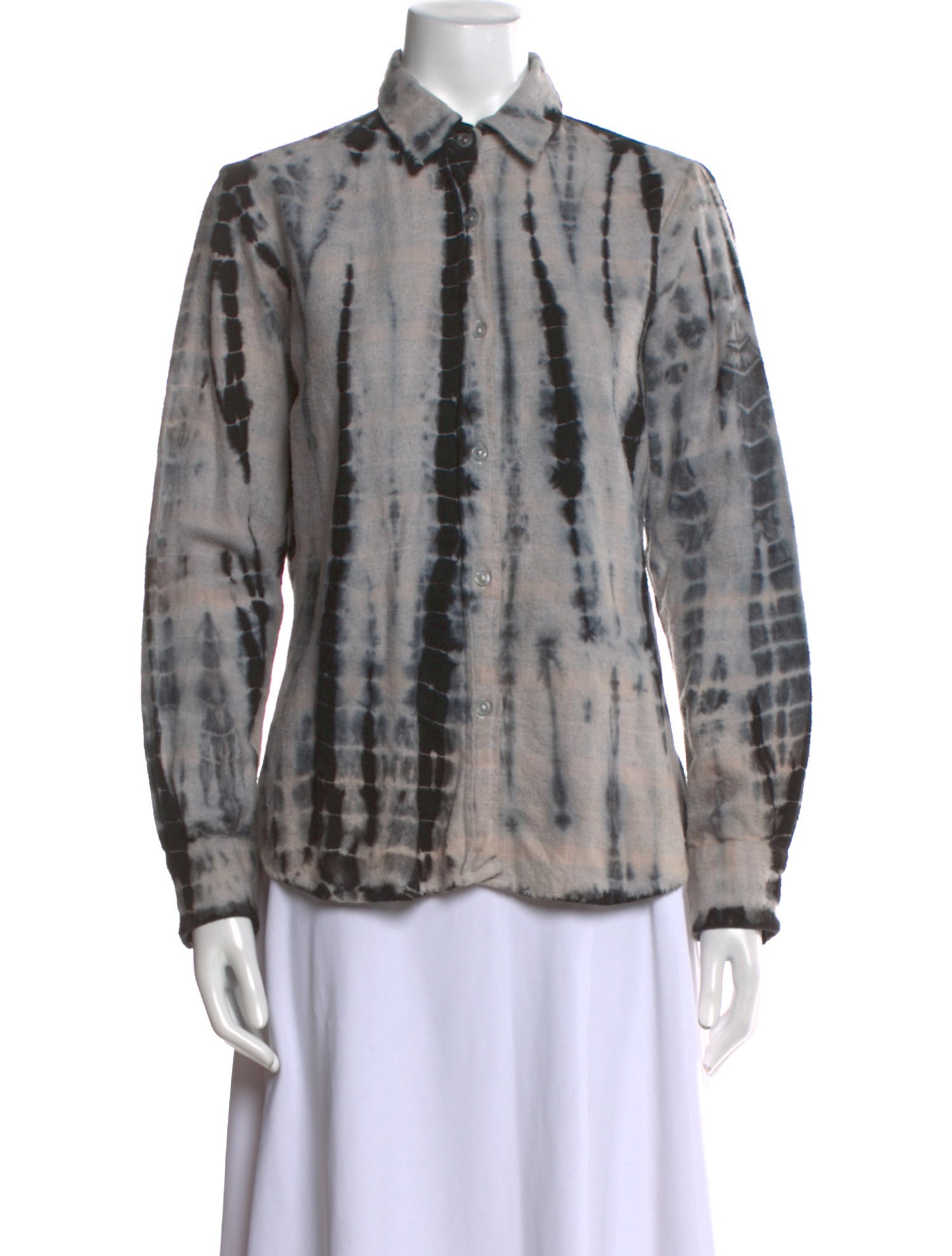 Libertine Tie-Dye Print Long Sleeve Button-Up Top