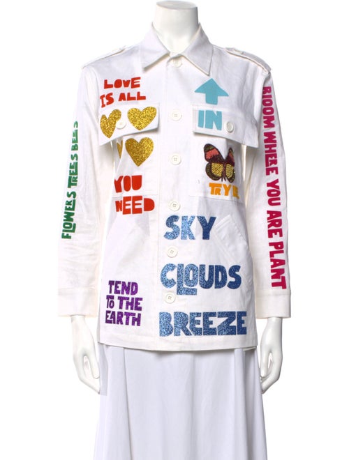 Libertine Linen Graphic Print Button-Up Top