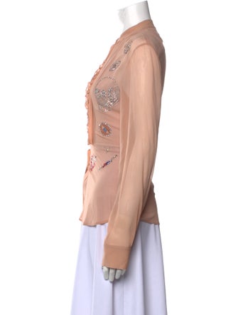 Libertine Graphic Print Mock Neck Button-Up Top