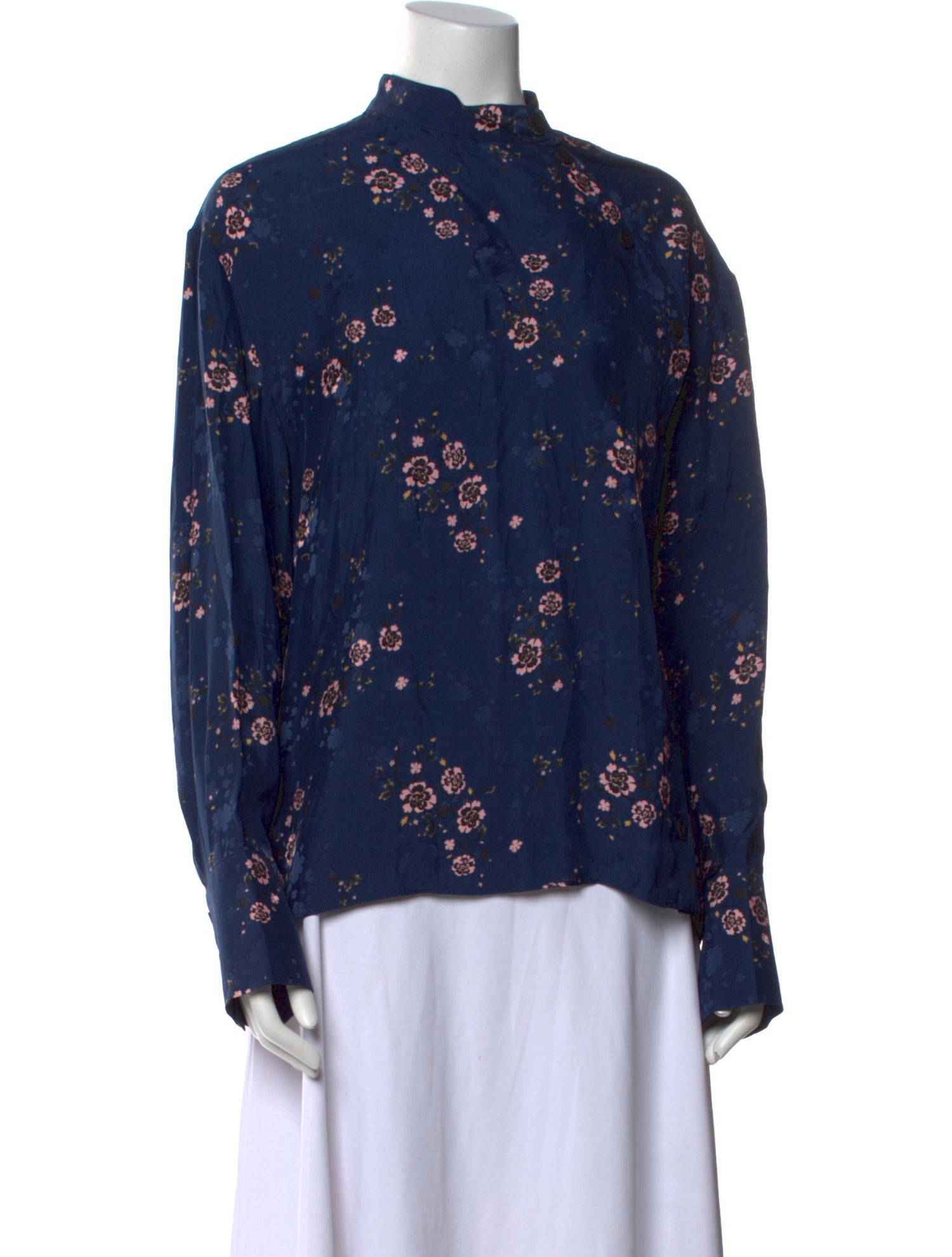Libertine Floral Print Mock Neck Blouse