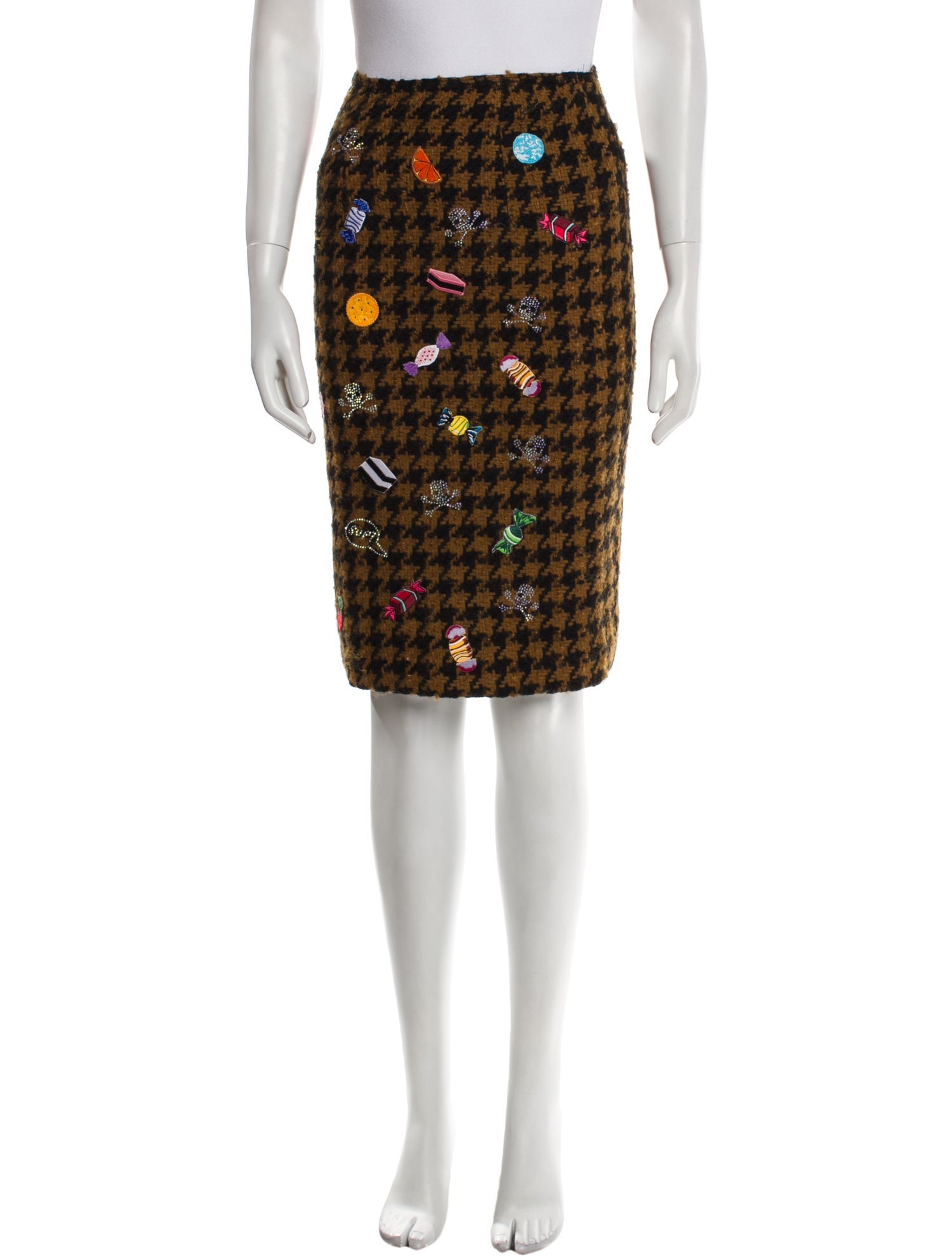 Libertine Houndstooth Print Knee-Length Skirt