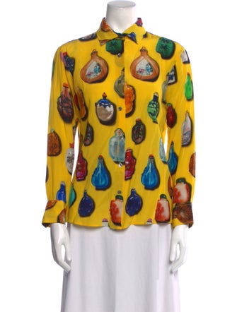Libertine Printed Long Sleeve Button-Up Top