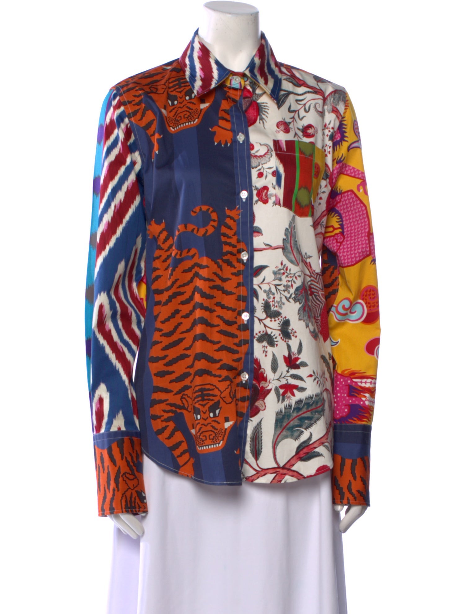 Libertine Printed Long Sleeve Button-Up Top